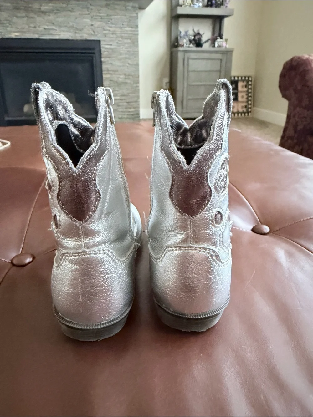 Zara Metallic Silver Girls' Cowboy Boots